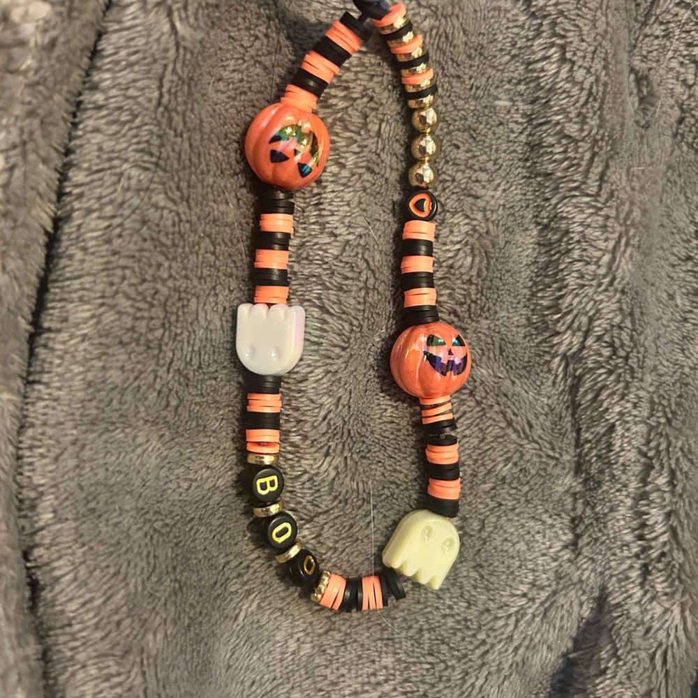Halloween phone wristlet Pumpkin and Ghost Charms